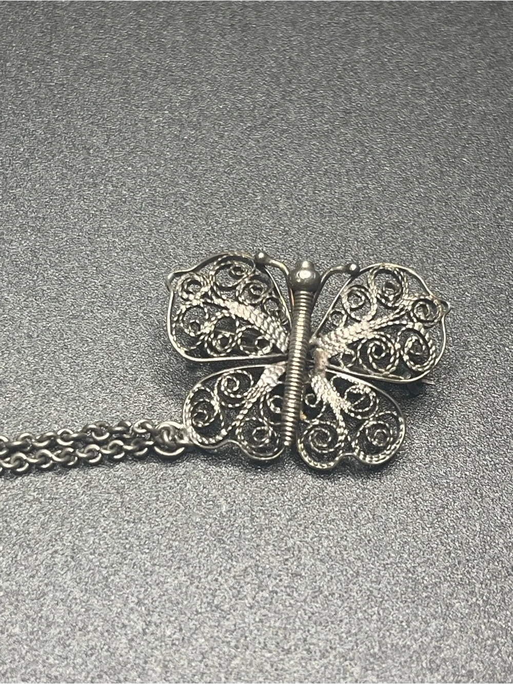 Vintage Sterling Silver Butterfly Sweater Guard or double brooch